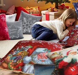 Luxury Living Christmas Gifts Decorative Cushion With Pad 45cm x 45cm in Red - Size: 45 cm x 45 cm - thumbnail 4