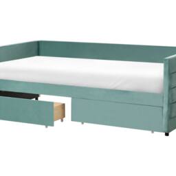 Wyld and Coco Mint Green Velvet Daybed 3ft Single Quilted Upholstery and Drawers - thumbnail 2