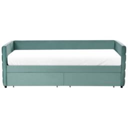 Wyld and Coco Mint Green Velvet Daybed 3ft Single Quilted Upholstery and Drawers - thumbnail 7