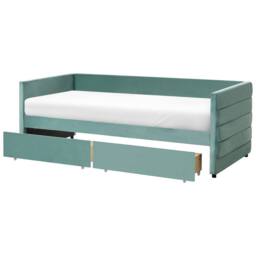 Wyld and Coco Mint Green Velvet Daybed 3ft Single Quilted Upholstery and Drawers - thumbnail 5