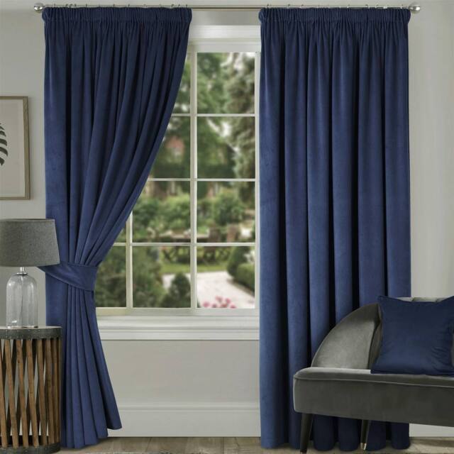Luxury Living Montreal Taped Top Curtains in Navy - Size: 229 cm width x 213 cm drop - image 1