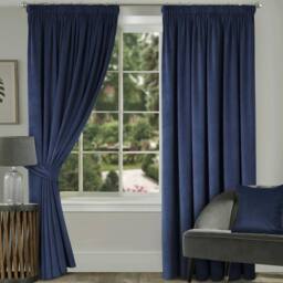 Luxury Living Montreal Taped Top Curtains in Navy - Size: 229 cm width x 213 cm drop - thumbnail 1