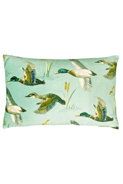 Evans Lichfield Country Duck Pond Hand-Painted Printed Cushion in Mint - Size: 40 cm x 60 cm - image 1