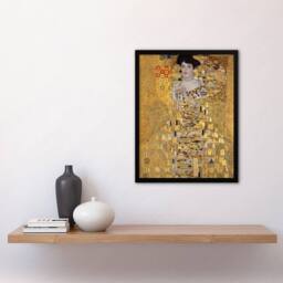 Artery8 Gustav Klimt Framed Wall Art Print Portrait of Adele Bloch Bauer I in Gold - Size: A4 - thumbnail 2