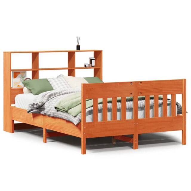 Berkfield Home Bed Frame Frame Wax Brown 150x200 cm King Size Solid Wood Pine - image 1