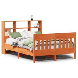 Berkfield Home Bed Frame Frame Wax Brown 150x200 cm King Size Solid Wood Pine - thumbnail 1