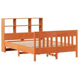 Berkfield Home Bed Frame Frame Wax Brown 150x200 cm King Size Solid Wood Pine - thumbnail 3