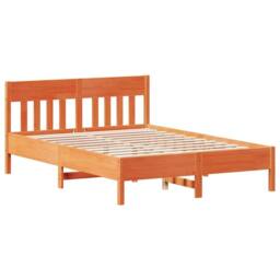 Berkfield Home Bed Frame Frame Wax Brown 150x200 cm King Size Solid Wood Pine - thumbnail 5
