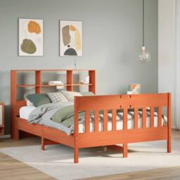 Berkfield Home Bed Frame Frame Wax Brown 150x200 cm King Size Solid Wood Pine - thumbnail 2