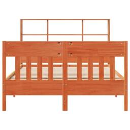 Berkfield Home Bed Frame Frame Wax Brown 150x200 cm King Size Solid Wood Pine - thumbnail 4