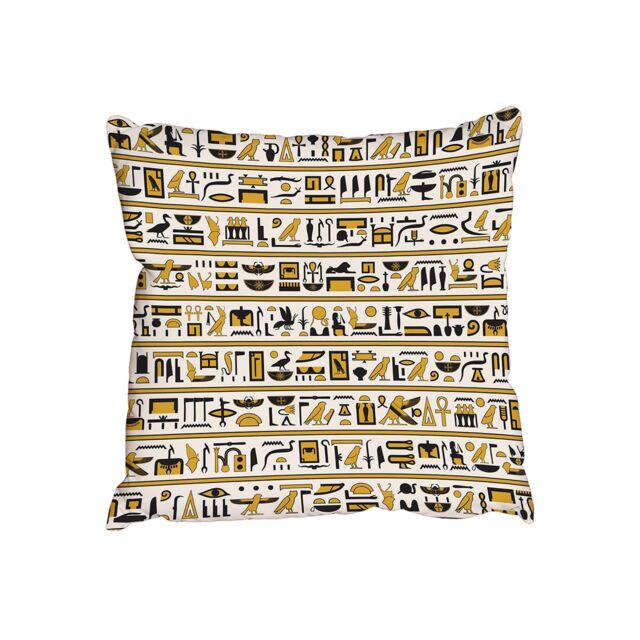 Benjamin Tate Design Egyptian hieroglyphs yellow-black (Outdoor Cushion)