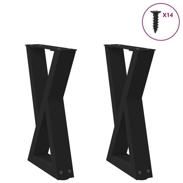 Berkfield Home Coffee Table Legs 2 pcs Black 38x(42-43.3) cm Steel - image 1