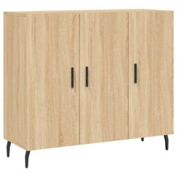 Berkfield Home Sideboard Sonoma Oak 90x34x80 cm Engineered Wood in Brown - Size: 90 x 34 x 80 cm - thumbnail 2