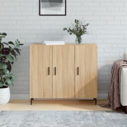 Berkfield Home Sideboard Sonoma Oak 90x34x80 cm Engineered Wood in Brown - Size: 90 x 34 x 80 cm - thumbnail 1