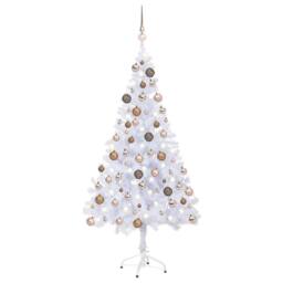 Berkfield Home Beautiful Artificial Pre-lit Christmas Tree with Ball Set 150cm 3 in White - thumbnail 2