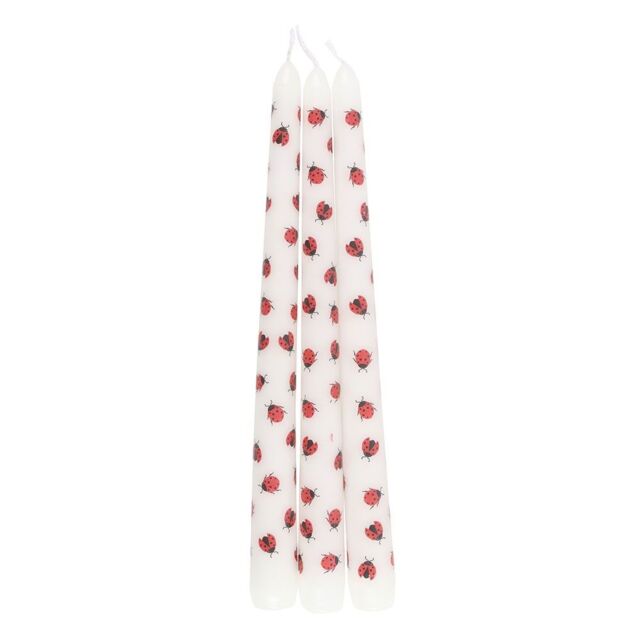 Something Different Love Bug Ladybird Taper Candle (Pack of 3) in White - image 1