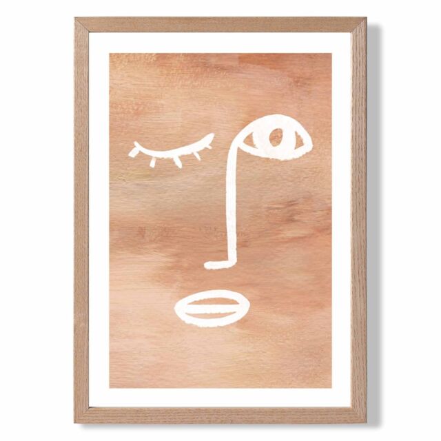 ARTZE Matisse Inspired Abstract Terracotta Face Framed Print SIZE: A2 with Oak Frame - image 1