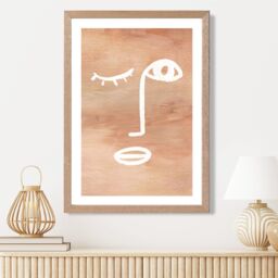 ARTZE Matisse Inspired Abstract Terracotta Face Framed Print SIZE: A2 with Oak Frame - thumbnail 2