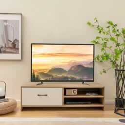 Costway TV Stand for 55 Inches TVs Wooden TV Console Table with 2 Open Shelf & Drawer in Natural - thumbnail 3