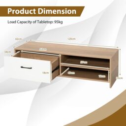Costway TV Stand for 55 Inches TVs Wooden TV Console Table with 2 Open Shelf & Drawer in Natural - thumbnail 2