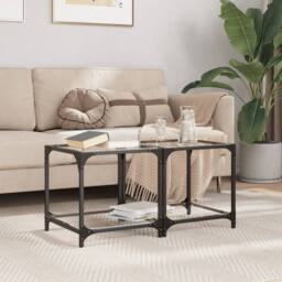 Berkfield Home Coffee Tables with Transparent Glass Top 2 pcs 40x40x40 cm Steel - Size: 40 x 40 x 40 cm - thumbnail 2