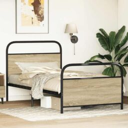 Berkfield Home Bed Frame Without Mattress 100x200 cm Sonoma Oak Engineered Wood in Brown - thumbnail 3