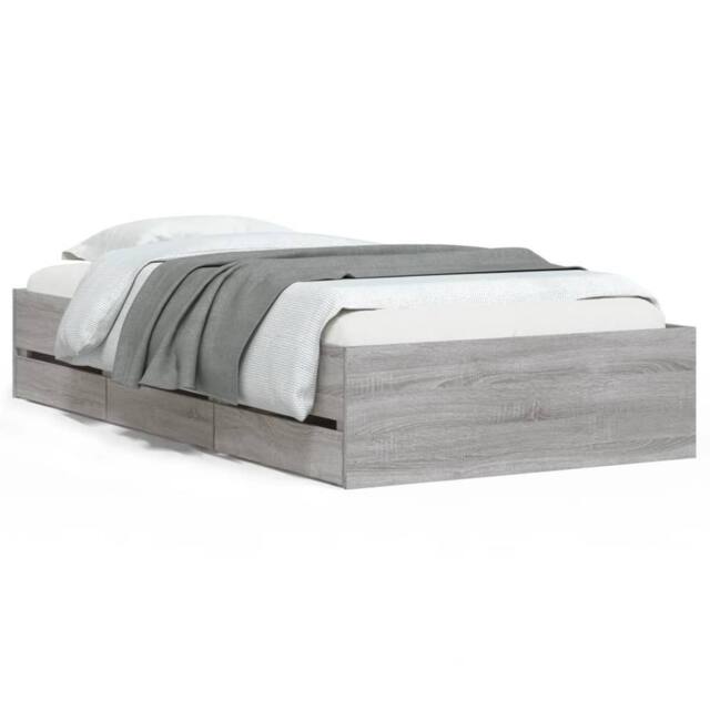 Berkfield Home Bed Frame with Drawers without Mattress Grey Sonoma 100x200 cm - image 1