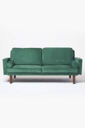 Homescapes Stanley Velvet Click Clack Sofa Bed with Armrests in Dark Green