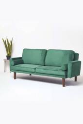 Homescapes Stanley Velvet Click Clack Sofa Bed with Armrests in Dark Green - thumbnail 3