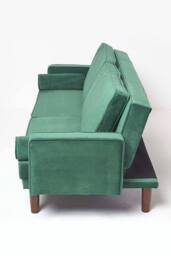 Homescapes Stanley Velvet Click Clack Sofa Bed with Armrests in Dark Green - thumbnail 5