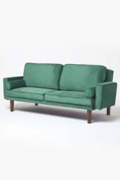 Homescapes Stanley Velvet Click Clack Sofa Bed with Armrests in Dark Green - thumbnail 2