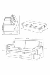 Homescapes Stanley Velvet Click Clack Sofa Bed with Armrests in Dark Green - thumbnail 6