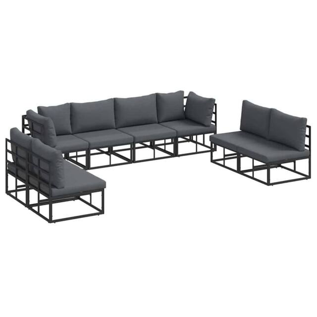 Berkfield Home Garden Sofa Set 8 pcs Black 283 x 71.5 x 71 cm Aluminium - image 1
