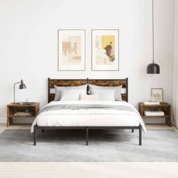 Berkfield Home Classic Bedside Cabinet Smoked Oak 40x30x30 cm Engineered Wood in Brown - Size: 40 x 30 x 30 cm - thumbnail 1