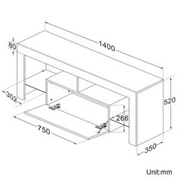 SPETLEK High Gloss White TV Stand Cabinet Unit Drawer - Size: 100 cm x 15 cm - thumbnail 2