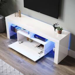 SPETLEK High Gloss White TV Stand Cabinet Unit Drawer - Size: 100 cm x 15 cm - thumbnail 4