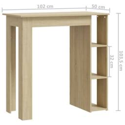 Berkfield Home Modern Bar Table with Shelf Sonoma Oak 102x50x103.5 cm Engineered Wood in Light Oak - thumbnail 7