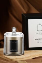 Living and Home Soy Wax Lychee & White Tea Scented Candle Home Fragrance in Grey - thumbnail 3