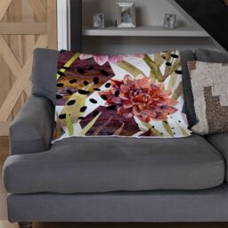 Benjamin Tate Design Autumn Watercolor Floral Arrangement Blanket in Natural - Size: 120 cm x 150 cm - thumbnail 2