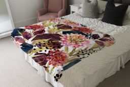 Benjamin Tate Design Autumn Watercolor Floral Arrangement Blanket in Natural - Size: 120 cm x 150 cm - thumbnail 3