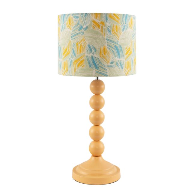 Happy Homewares Chic Table Lamp with Designer Jacquard Fabric Shade in Yellow - image 1