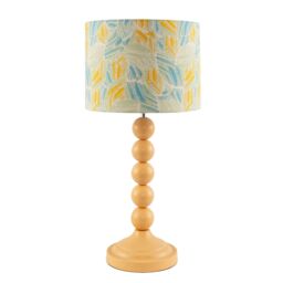 Happy Homewares Chic Table Lamp with Designer Jacquard Fabric Shade in Yellow - thumbnail 1
