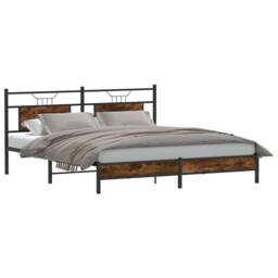 Berkfield Home Bed Frame without Mattress Smoked Oak 160x200 cm Engineered Wood in Brown - thumbnail 3