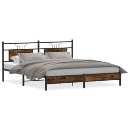 Berkfield Home Bed Frame without Mattress Smoked Oak 160x200 cm Engineered Wood in Brown - thumbnail 1