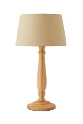 ValueLights Victoria Light Wood Traditional Stem Table Lamp with Fabric Tapered Shade in Cream - thumbnail 7