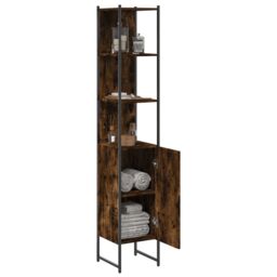 Berkfield Home Bathroom Cabinet Smoked Oak 33x33x185.5 cm Engineered Wood in Brown - thumbnail 4