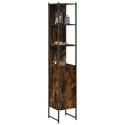 Berkfield Home Bathroom Cabinet Smoked Oak 33x33x185.5 cm Engineered Wood in Brown - thumbnail 1