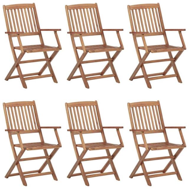 Berkfield Home Folding Outdoor Chairs 6 pcs Solid Acacia Wood in Brown - image 1