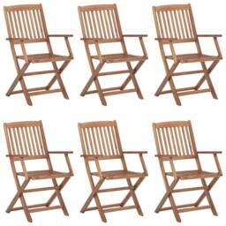 Berkfield Home Folding Outdoor Chairs 6 pcs Solid Acacia Wood in Brown - thumbnail 1