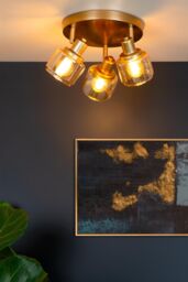 Lucide 'BJORN' Dimmable Rotatable Stylish Indoor Ceiling Spotlight 3xE14 in Gold - thumbnail 4